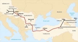 Obr. 2 Trasa plynovodu Nabucco