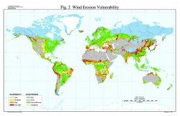 Obr. 4 Potencionální ohroženost půdy větrnou erozí – svět