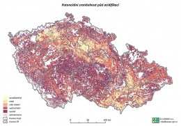 Obr. 3 Potencionální zranitelnost půd acidifikací v ČR